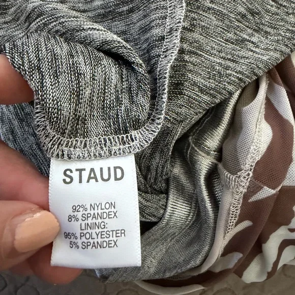 STAUD Brown and White Zebra Long Sleeve Dress - Picture 4 of 6